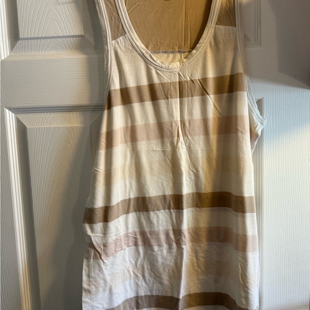lululemon athletica Striped Tank Top - Cream and Brown